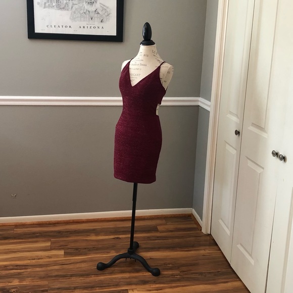 NEW JOVANI SZ 6 BURGUNDY SHIMMER LACE UP FORMAL COCKTAIL DRESS - Picture 2 of 15